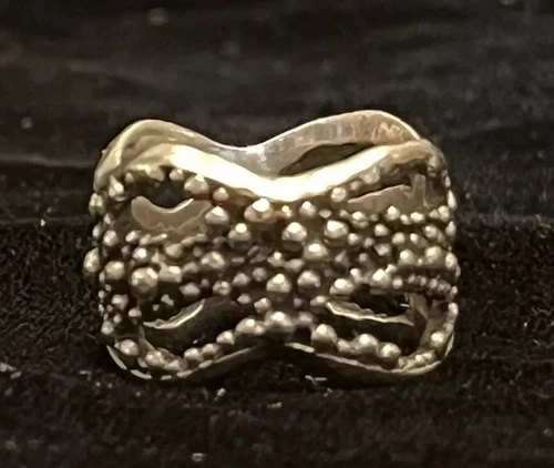 VTG Sterling Ring Brutalist Abstract 925 Silver Sz 7