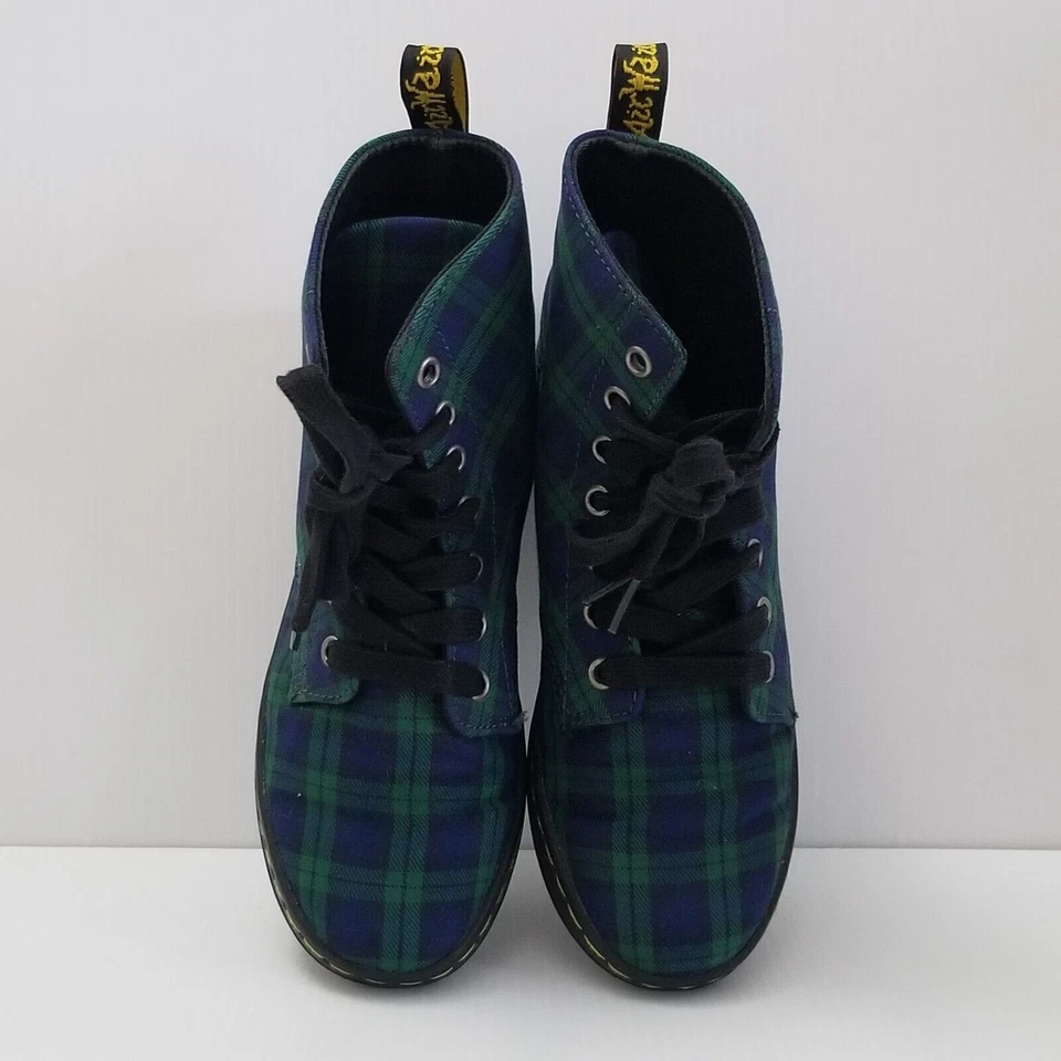 Botas al tobillo DR. MARTENS Hackney verde y azul tela a cuadros lona para mujer talla US 5 Foto 3 de 4
