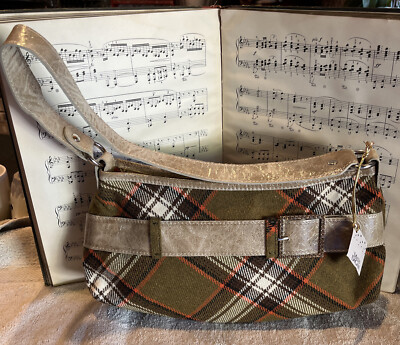 Mussio De Groot Olive & Toupe Plaid Shoulder Bag