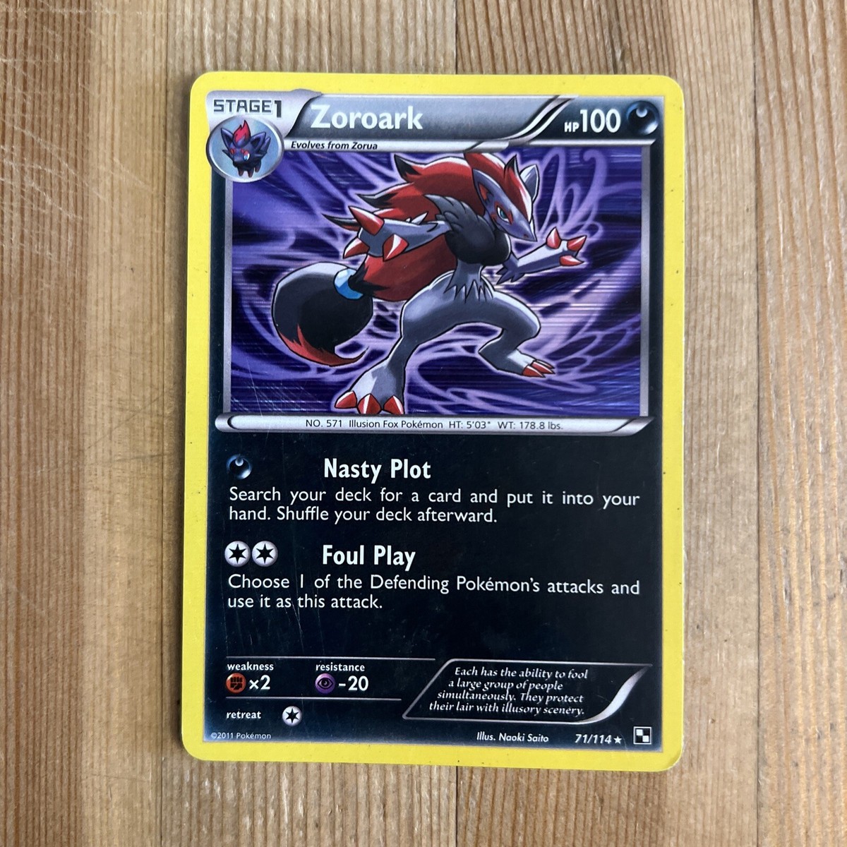 Pokemon TCG Zoroark 71/114 Holo Rare Black & White Base Set Pokemon TCG Zoroark 71/114 Holo Rare Black & White Base Set
