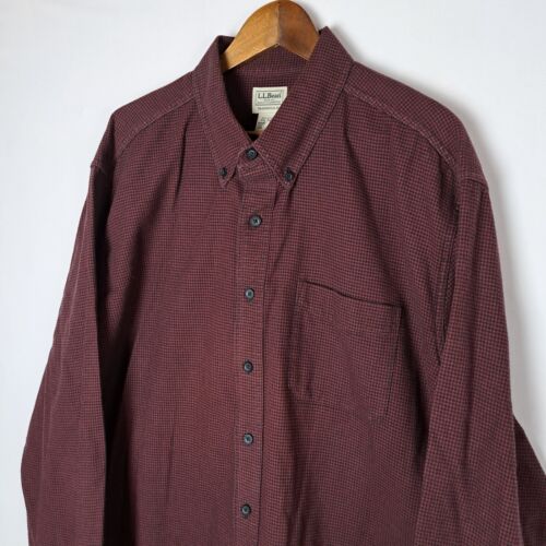 LL Bean Shirt Mens 2XLT XXLT Tall Traditional Fit Red Button Down LS Houndstooth - Picture 4 of 17
