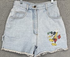 Vtg 90 s Disney Mickey Mouse M.U. Jean Shorts Size 7/8 Light Blue