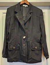 Vintage H. Apparel Co. Black with Black Sequin Blazer Jacket NWT Size 14