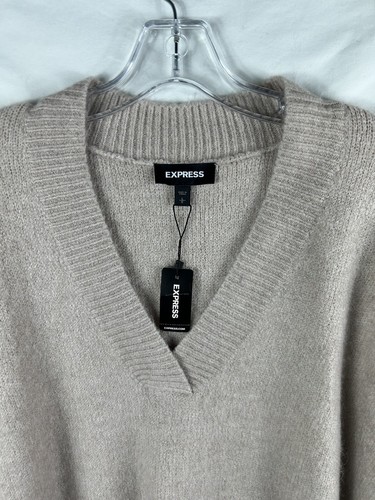 Maglione oversize oversize da donna Express beige polvere sfocato taglia L nuovo con etichette - Foto 2 di 10