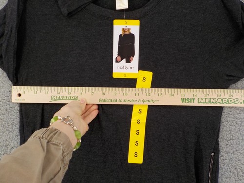 MATTY M SWEATSHIRT WOMENS SZ S CHARCOAL LONG SLEEVE ZIPPED SIDES LIGHTWEIGHT NWT - Picture 7 of 20