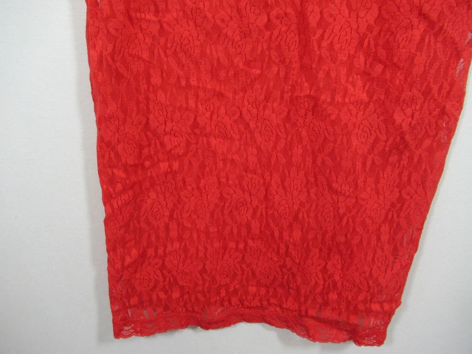 Camisón corto Morgan Taylor rojo de encaje para mujer pequeño de nailon ceñido al cuerpo lazos quimise Foto 3 de 4