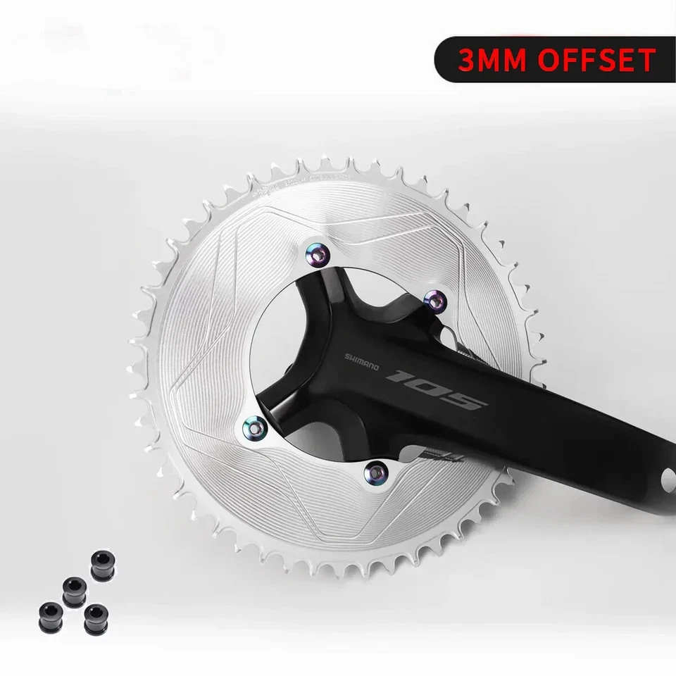 Plato de bicicleta Aero Ultraligero 110BCD 3mm Desplazado 40-50T Cerrado Rueda de cadena única Foto 2 de 4