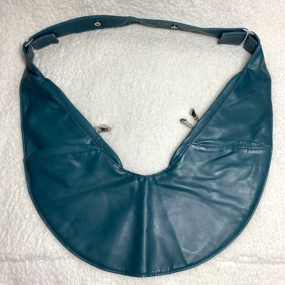 Boho Adjustable Soft Faux Leather Deep Teal Blue Sash Crossbody Sling Bag for Travel