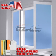 *48"x60" Light Blue Frosted Film Glass Bathroom Window Security Privacy Sticker