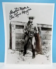 CLAYTON MOORE (THE LONE RANGER) SIGNED 8" X 10" BLACK & WHITE PHOTO W/COA