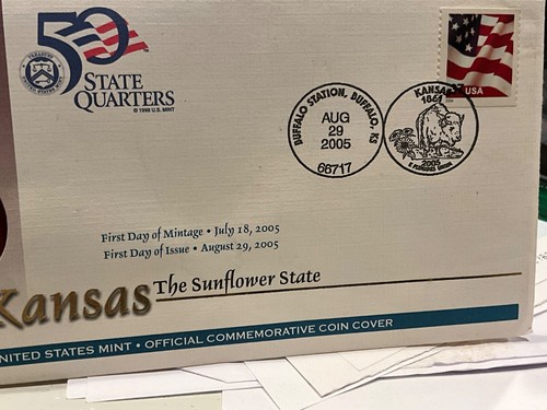 50 STATE QUARTERS 'KANSAS THE SUNFLOWER STATE' U.S. MINT ENVELOPE - Picture 15 of 20