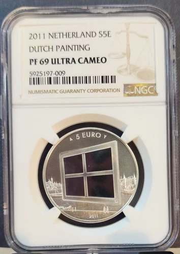 2011 NETHERLANDS SILVER 5 EURO S5E DUTCH PAINTING NGC PF 69 ULTRA CAMEO TOP  POP