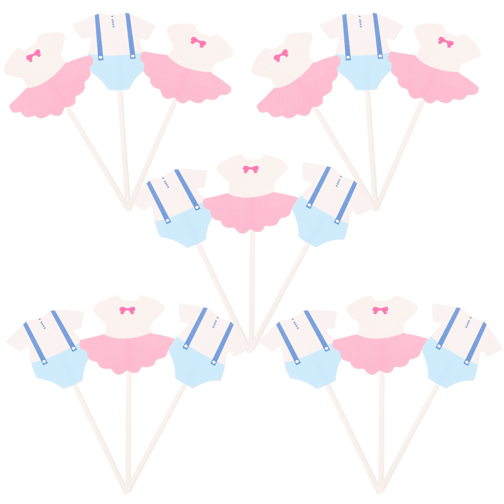 20 Pcs Cupcake Picks Birthday Cakes Toppers Baby Jumpsuits Clothing
