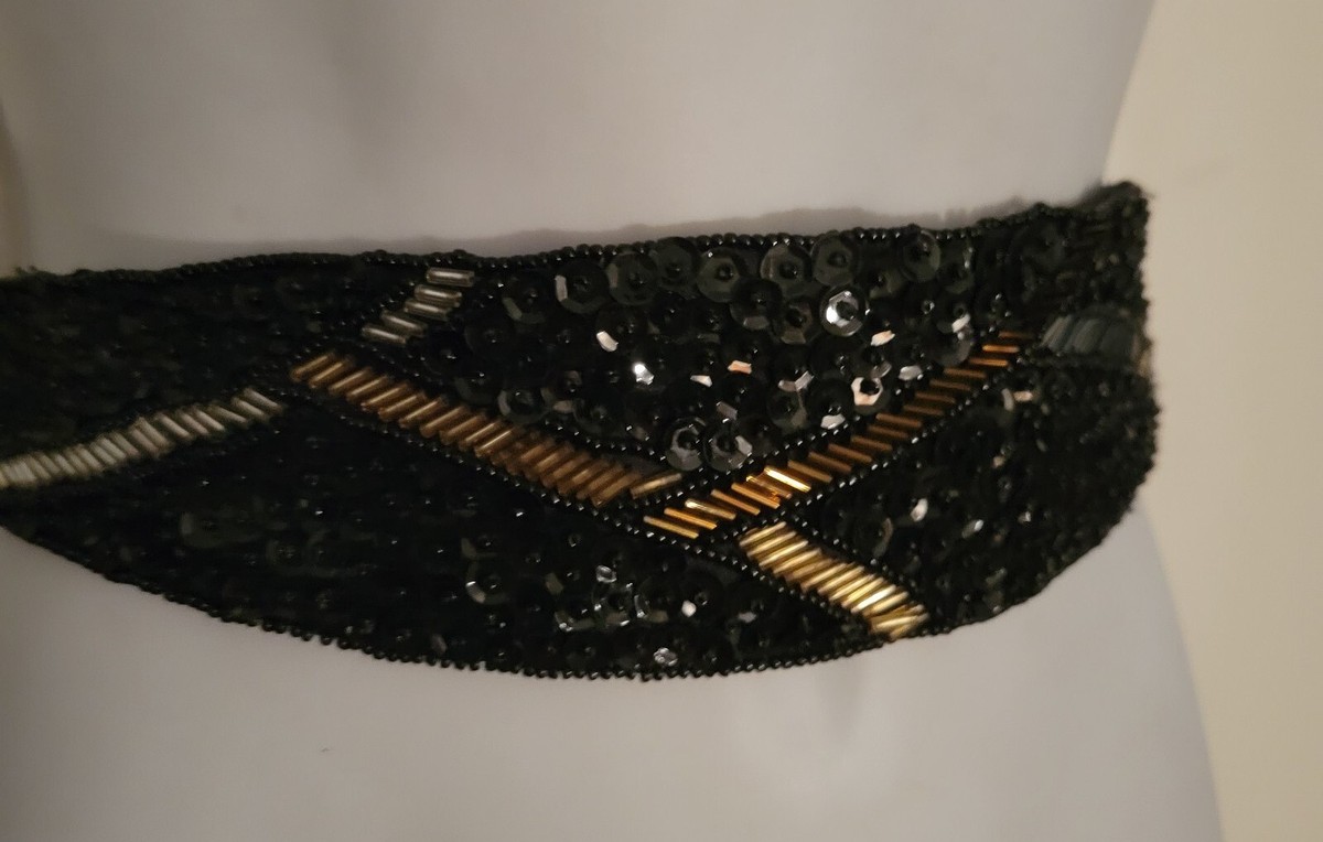 Black Copper Silver Gold Hand Beaded Wide Back Stretch  display picture 3