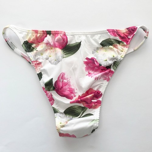 K377 P Herrenschnur Bikinisette schmale Taille bedruckt weiches Jersey rosa Blumen - Bild 7 von 32