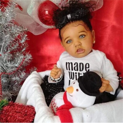 22'' Reborn Baby Girl Saskia Toddler Full Body Vinyl /Cloth Curly Hair Handmade