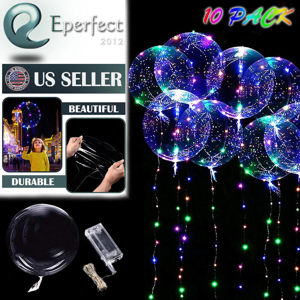 Clearance Sale!!! LED Transparent Balloon String Lights Round Bubble Helium  Balloons Kids Wedding Decoration birthday party 