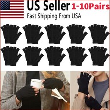 Winter Thermal Knitted Fingerless Gloves Warm Half Finger Gloves for Men Women