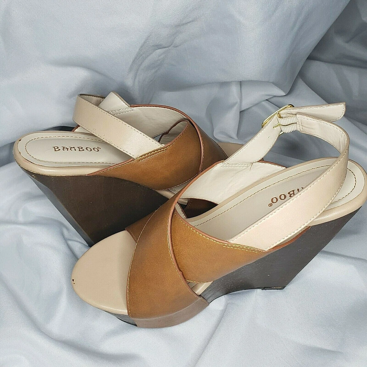 Bamboo store wedge heels