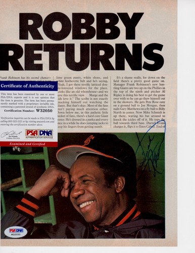 Frank Robinson SF Giants 8.5 x 11 Magazine Photo Signed AUTOGRAPH PSA DNA - Picture 1 of 1