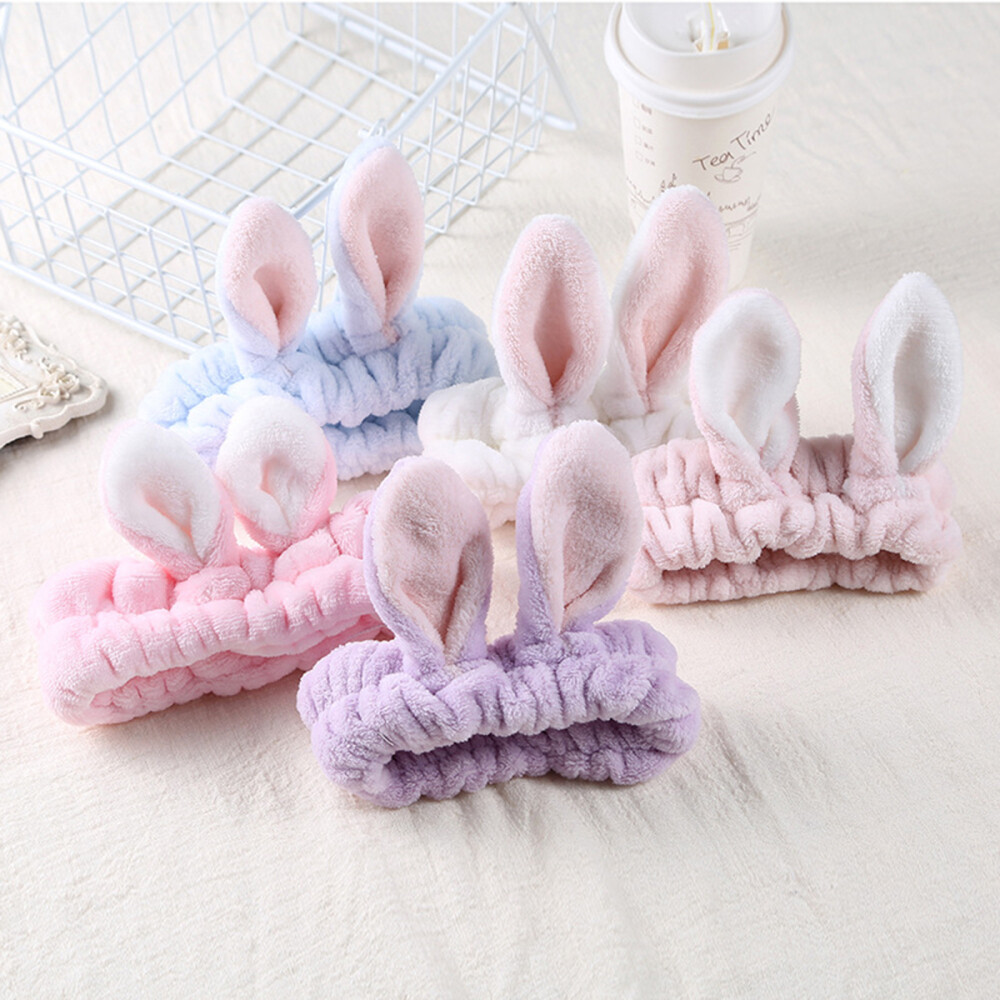 Soft Fleece Rabbit Ear Spa Face Wash Headband for Gentle Skincare Routine-image