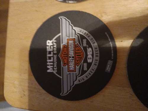 Miller Genuine Draft Beer Coaster Harley Davidson Motorcycles 95th Anniversary.