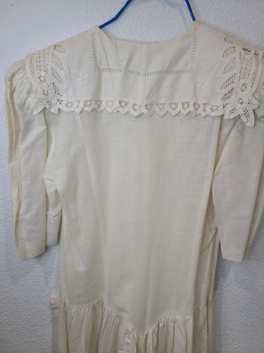 Abito vintage Jonathan Martin 2 bianco lino e cotone cottagecore boho med, grande - Foto 16 di 24