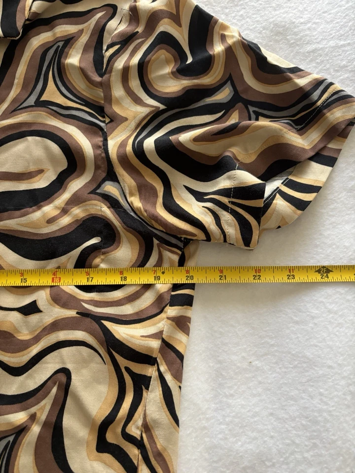 Camisa Denim & Flower Hombre M | Estampado Remolino Navidad 100% Viscosa Retro Foto 2 de 4