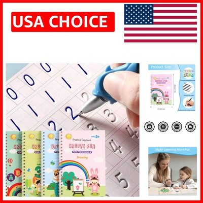 Reusable Grooved Handwriting Practice Books for Kids Ages 3-5   Magic Ink Set
