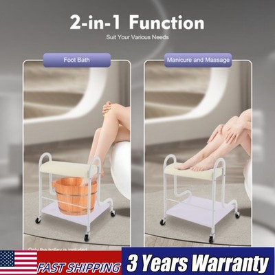 Foot Bath Trolley Beauty Salon Nail Foot Bath Portable Trolley Cart W/Foot Pad