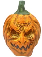 Realistic Detailed Evil Pumpkin Lantern Head Halloween Mask Costume