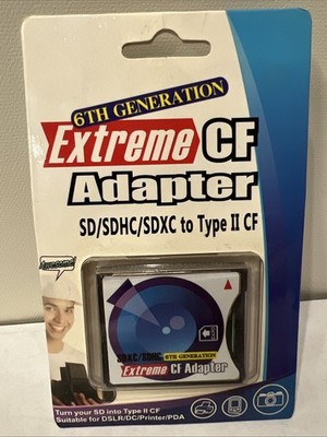 Extreme CF Adapter SD/SDHC/SHXC  To Type II CF -6th Generation-NEW