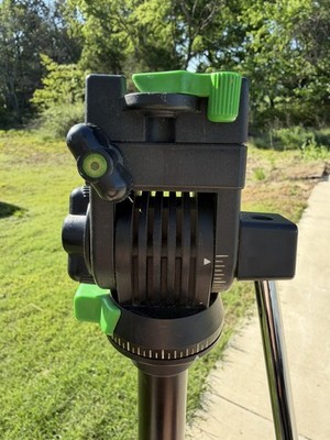 Vintage Cullmann 2503 Tripod 3-Way Pan Tilt Fluid Head West Germany Green Knobs 
