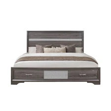 Traditional Glam Seville Grey Full Bed, Dark Grey