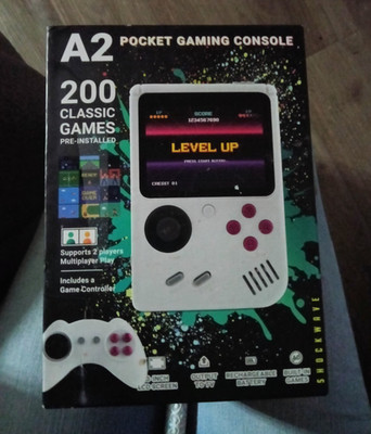 Shockwave A2 Pocket Handheld Console 200 Games, Rechargeable, TV Out, White
