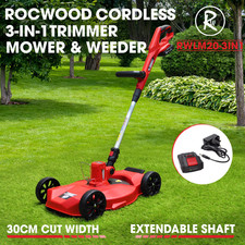 20V Cordless 3-in-1 Trimmer RocwooD Edger Lawn Mower Lightweight Compact