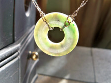 Vintage Estate mint apple Green Jadeite jade necklace antique pendant minimalist