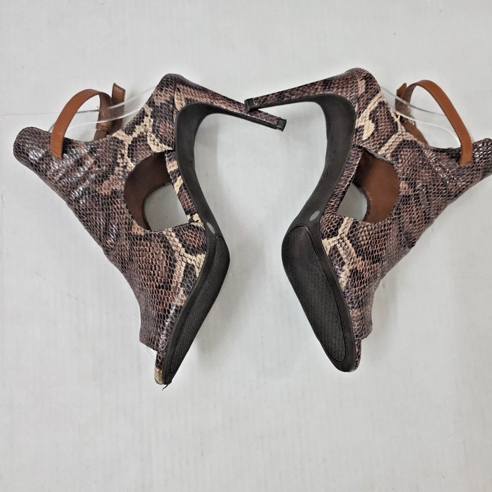 Jessica Simpson Brillante Piel de Serpiente Estampado Puntera Abierta Tacones Talla 9 Festival Club Foto 4 de 4