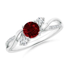 Sterling Silver Garnet Stone Wife Prong Three-stone January Ring Jewelry US 7