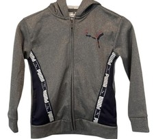 Puma Boys Gray Long Sleeve Full Zip Hoodie Sweater 5