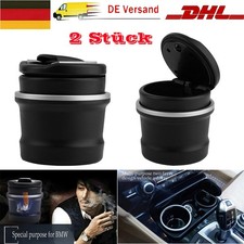 2x Auto Aschenbecher mit LED Beleuchtung + Deckel Getränkehalter Universal DE