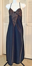 VTG Elegant Secret Treasures Black Nylon Babydoll Negligee Gown Sz Small