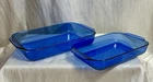 Vintage Pyrex Tempered Cobalt Blue glass casserole baking dishes 2Qt  & 3Qt