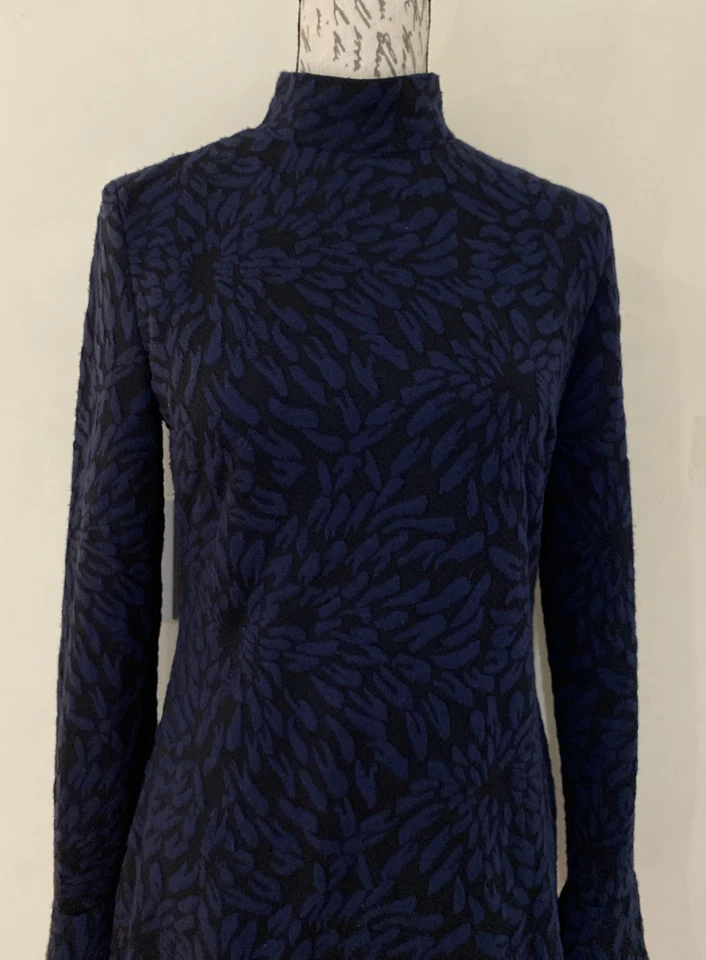 Hutch Anthropologie Michaela Textured Bell Sleeve Dress Blue Black Size Small - Image 2 of 4