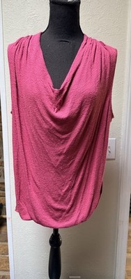 ANTHROPOLOGIE AKEMI+KIN BERRY SLEEVELESS DRAPE NECK TIBBY SOFT TOP TANK SZ L