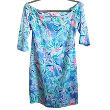 Lilly Pulitzer M Off Shoulder Blue Laurana Bennet Celesial Seas Dress NEW $169