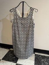 Black White Geometric Shift Dress Medium USA Made Sleeveless Mod Minimalist