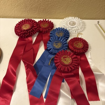 Rosette Ribbons Awards W Seal Of California Set 7. Red White Blue  Events (a59