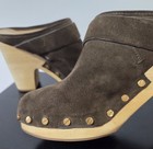 Veronica Beard Dacey Buckle Mules Stud Clogs Brown Leather Suede Heels Size 8 M  — photo 7