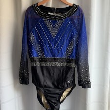 Gymnastics leotard Competition Blue and black 3/4 sleeve Ozone AS AM AL AXL A2XL